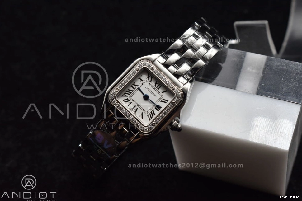 Edition Panthère BVF Best Dial on 1006 22mm 1:1 Quartz Ronda SS SS White Bracelet Snug Diamonds Bezel 0330